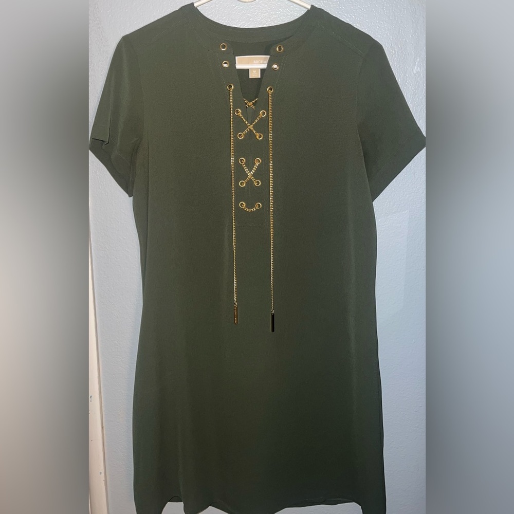 Michael Kors Shirt Dress with gold chain